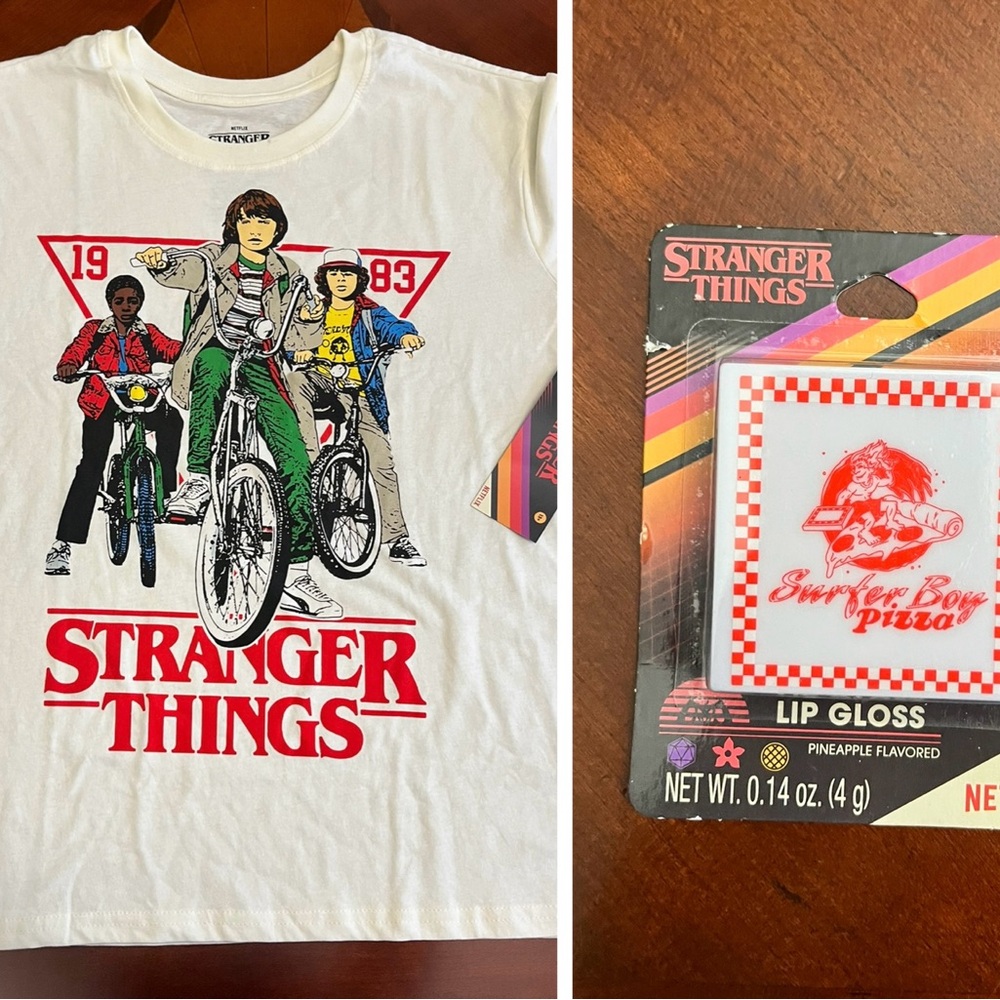 Bundle of Stranger Things Graphic Tee and Lip Gloss Set